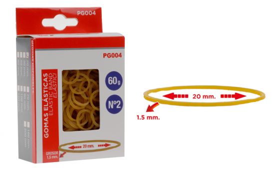 MP λαστιχάκια συσκευασίας PG004 σε κουτί, No2, 1.5x20mm, 60g - Office Supplies