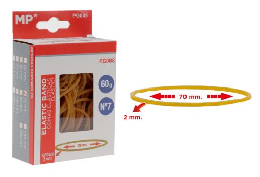 MP λαστιχάκια συσκευασίας PG008 σε κουτί, No7, 2x70mm, 60g - Office Supplies