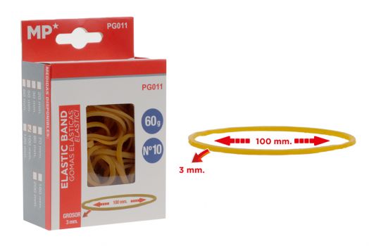 MP λαστιχάκια συσκευασίας PG011 σε κουτί, No10, 3x100mm, 60g - Office Supplies