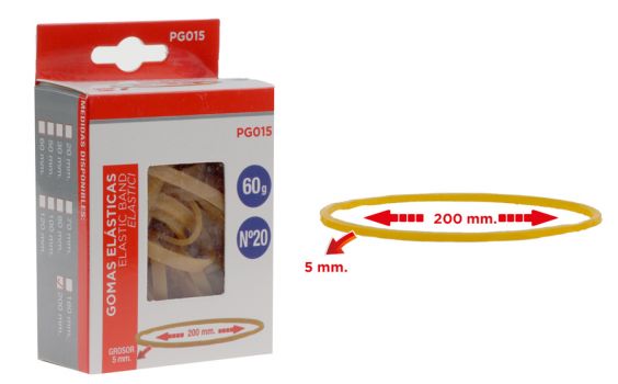 MP λαστιχάκια συσκευασίας PG015 σε κουτί, No20, 5x200mm, 60g - Office Supplies