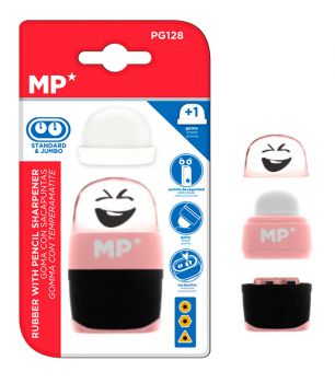 MP γόμα & ξύστρα με κάδο PG128-OR, ροζ - Office Supplies