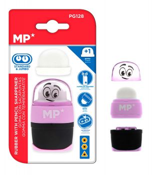 MP γόμα & ξύστρα με κάδο PG128-PR, μωβ - Office Supplies