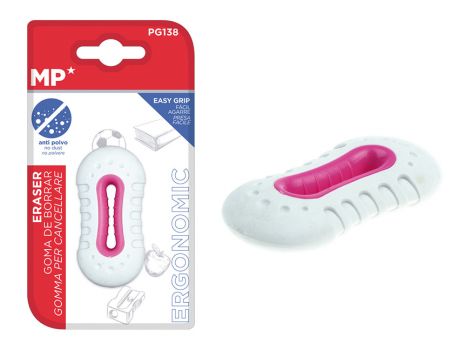 MP γόμα PG138 με εργονομική λαβή, 65 x 33 x 12mm, λευκή-ροζ - Office Supplies