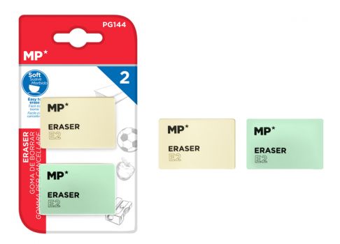MP γόμα E2 PG144, 47 x 31 x 11mm, σετ 2τμχ, λευκή και πράσινη - Office Supplies