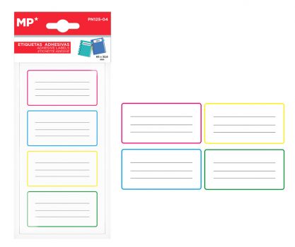 MP αυτοκόλλητες ετικέτες τετραδίων PN125-04, 65x32.6mm, 4 χρώματα, 24τμχ - Office Supplies