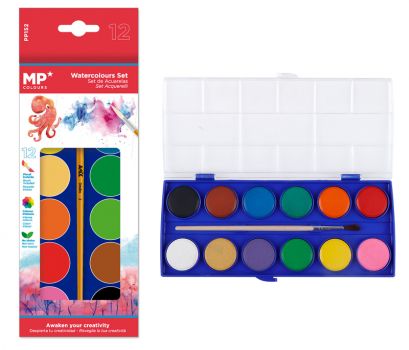 MP σετ νερομπογιές PP152, κασετίνα, 12 χρώματα - Office Supplies