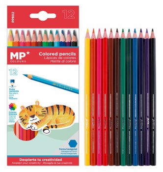 MP χρωματιστές ξυλομπογιές PP802, 12τμχ - Office Supplies