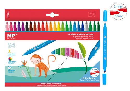 MP σετ χρωματιστών μαρκαδόρων με διπλή μύτη 2.1 & 3.7mm PP862, 24τμχ - Office Supplies