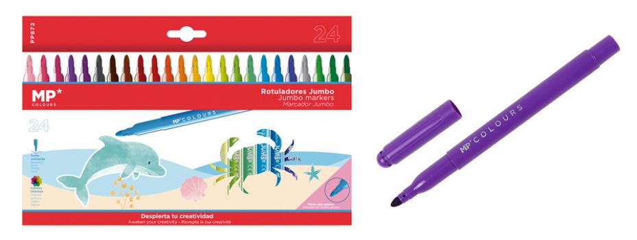 MP σετ χρωματιστών μαρκαδόρων Jumbo με χοντρή μύτη PP872, 24τμχ - Office Supplies