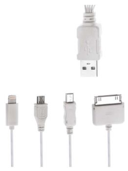 POWERTECH καλώδιο USB 4 in 1 PT-214, 1m, λευκό - Cables