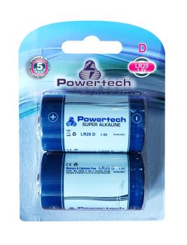 POWERTECH SUPER Αλκαλική μπαταρία LR20, 1.5V, 2τμχ - Alkaline / Rechargeable batteries