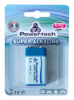 POWERTECH SUPER Αλκαλική μπαταρία 6LR61, 9V, 1τμχ - Alkaline / Rechargeable batteries
