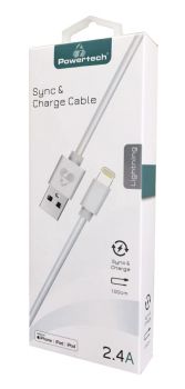 POWERTECH Καλώδιο USB σε Lightning prime PT-706, MFi, copper, 1m, λευκό - Cables