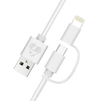 POWERTECH Καλώδιο USB σε Micro/Lightning prime PT-707, MFi, 1m, λευκό - Cables