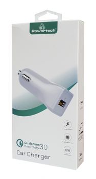 POWERTECH Φορτιστής Αυτοκινήτου PT-711, 1x USB, 18W, 3A, QC 3.0, λευκό - Mobile chargers