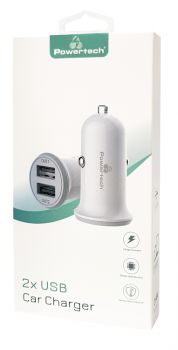 POWERTECH φορτιστής αυτοκινήτου PT-714, 2x USB, 3.4A, λευκός - Mobile chargers