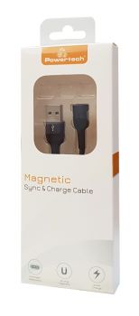POWERTECH Καλώδιο USB 2.0 PT-757, μαγνητικό, 1m, μαύρο - Cables