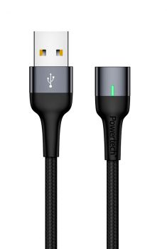 POWERTECH Καλώδιο USB 2.0 PT-757, μαγνητικό, 1m, μαύρο - Cables