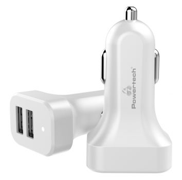POWERTECH φορτιστής αυτοκινήτου PT-799, 2x USB, 2.1A, λευκός - Mobile chargers