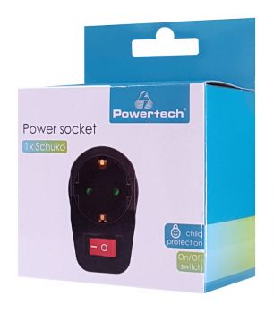 POWERTECH αντάπτορας ρεύματος PT-810, 1x schuko, 16A, μαύρος - Headlamps - Surges - Reels