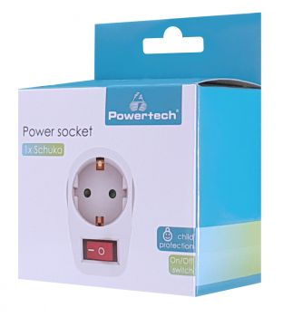POWERTECH αντάπτορας ρεύματος PT-811, 1x schuko, 16A, λευκός - Headlamps - Surges - Reels