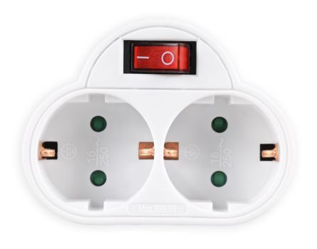 POWERTECH αντάπτορας ρεύματος PT-814, 2x schuko, 250V 16A, λευκός - Headlamps - Surges - Reels