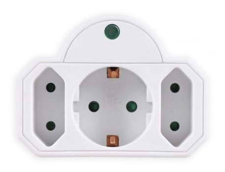 POWERTECH αντάπτορας ρεύματος PT-816, 1x schuko, 2x euro, 16A, λευκός - Headlamps - Surges - Reels