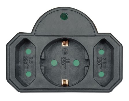 POWERTECH αντάπτορας ρεύματος PT-817, 1x schuko, 2x euro, 16A, μαύρος - Headlamps - Surges - Reels