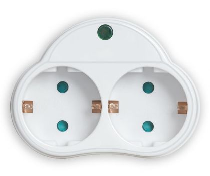 POWERTECH αντάπτορας ρεύματος PT-818, 2x schuko, 250V 16A, λευκός - Headlamps - Surges - Reels