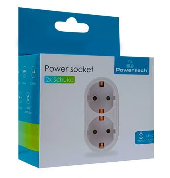 POWERTECH αντάπτορας ρεύματος PT-820, 2x schuko, 250V 16A, λευκός - Headlamps - Surges - Reels