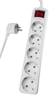 POWERTECH πολύπριζο PT-878, 5x schuko, 16A, 5m, λευκό - Headlamps - Surges - Reels