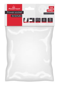 POWERTECH πολύπριζο ασφαλείας PT-879, 3x schuko, 16A, 1.5m, λευκό - Headlamps - Surges - Reels