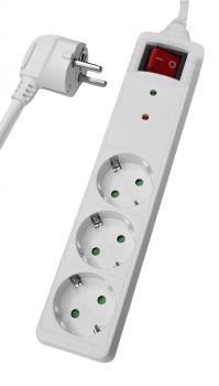 POWERTECH πολύπριζο ασφαλείας PT-879, 3x schuko, 16A, 1.5m, λευκό - Headlamps - Surges - Reels