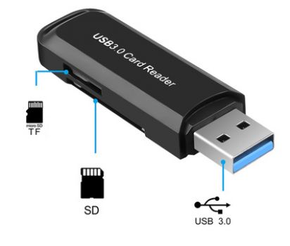POWERTECH mini card reader USB 3.0 PT-892, SD card, μαύρος - Περιφερειακά PC