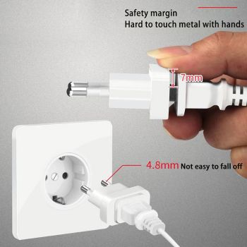 POWERTECH αντάπτορας πρίζας US σε EU PT-927, με ασφάλεια, 4.8mm, λευκός - Headlamps - Surges - Reels