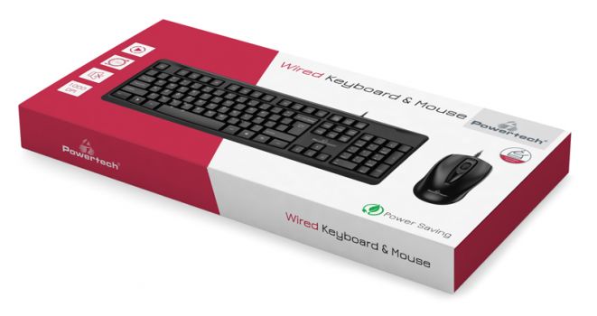 POWERTECH set ποντίκι & πληκτρολόγιο PT-933, ενσύρματο, 1000dpi, μαύρο - Περιφερειακά PC