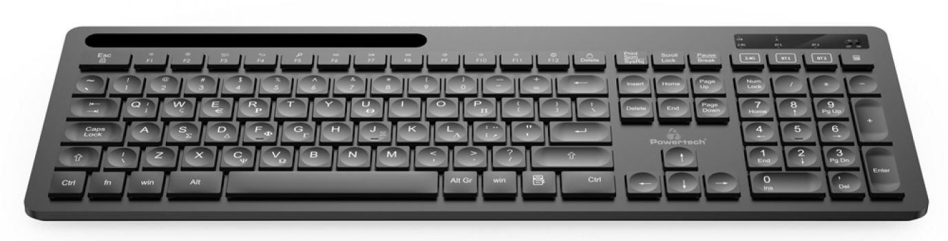 POWERTECH ασύρματο πληκτρολόγιο PT-934, Bluetooth 5.0 & 2.4GHz, μαύρο - Περιφερειακά PC