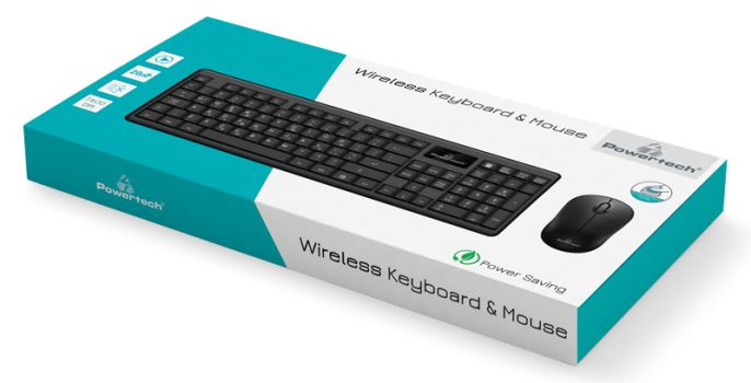POWERTECH set ποντίκι & πληκτρολόγιο PT-935, ασύρματο, 1600dpi, μαύρο - Περιφερειακά PC