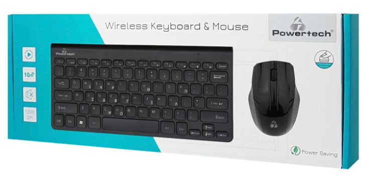 POWERTECH set ποντίκι & πληκτρολόγιο PT-940, ασύρματο, 1200dpi, μαύρο - Περιφερειακά PC