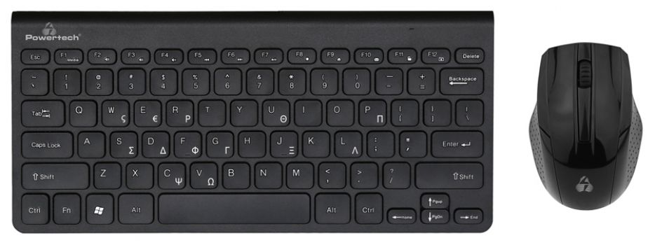 POWERTECH set ποντίκι & πληκτρολόγιο PT-940, ασύρματο, 1200dpi, μαύρο - Περιφερειακά PC