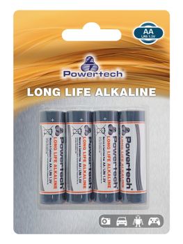 POWERTECH Long Life Αλκαλικές μπαταρίες PT-943, AA LR6 1.5V, 4τμχ - Alkaline / Rechargeable batteries