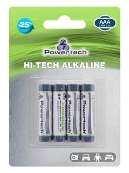 POWERTECH Hi-Tech Αλκαλικές μπαταρίες PT-944, AAA LR03 1.5V, 4τμχ - Alkaline / Rechargeable batteries
