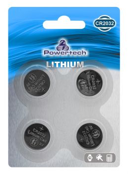 POWERTECH Μπαταρία λιθίου PT-950, CR2032 3V, 4τμχ - Alkaline / Rechargeable batteries