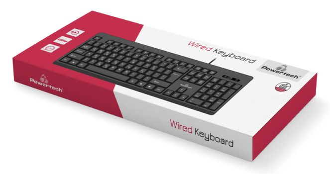 POWERTECH ενσύρματο πληκτρολόγιο PT-954, EN/GR, μαύρο - Περιφερειακά PC