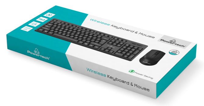 POWERTECH set ποντίκι & πληκτρολόγιο PT-956, ασύρματο, 1600dpi, μαύρο - Περιφερειακά PC