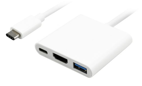 POWERTECH αντάπτορας Type-C σε HDMI + Type-C + USB 3.0 PTH-042 4K, λευκό - Cables - Adapters