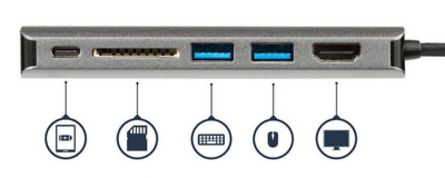 POWERTECH docking station PTH-043, USB-C, 4K, ασημί - Περιφερειακά PC