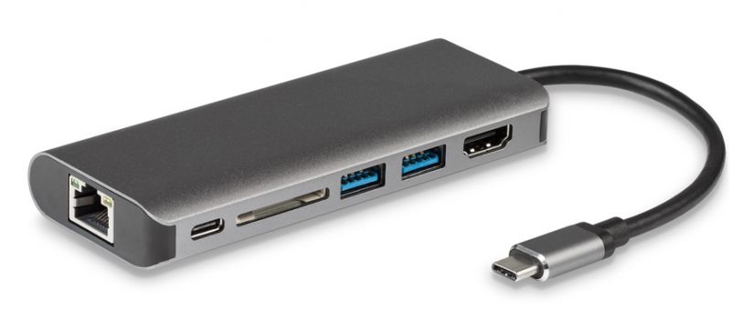 POWERTECH docking station PTH-043, USB-C, 4K, ασημί - Περιφερειακά PC