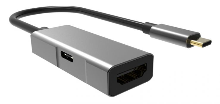 POWERTECH αντάπτορας USB Type-C σε HDMI + PD PTH-055, 4K, γκρι - Cables - Adapters
