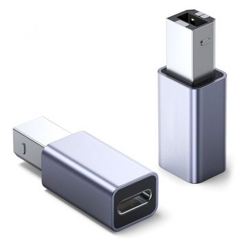 POWERTECH αντάπτορας USB Type-B αρσενικό σε USB-C θηλυκό PTH-068, γκρι - Καλώδια